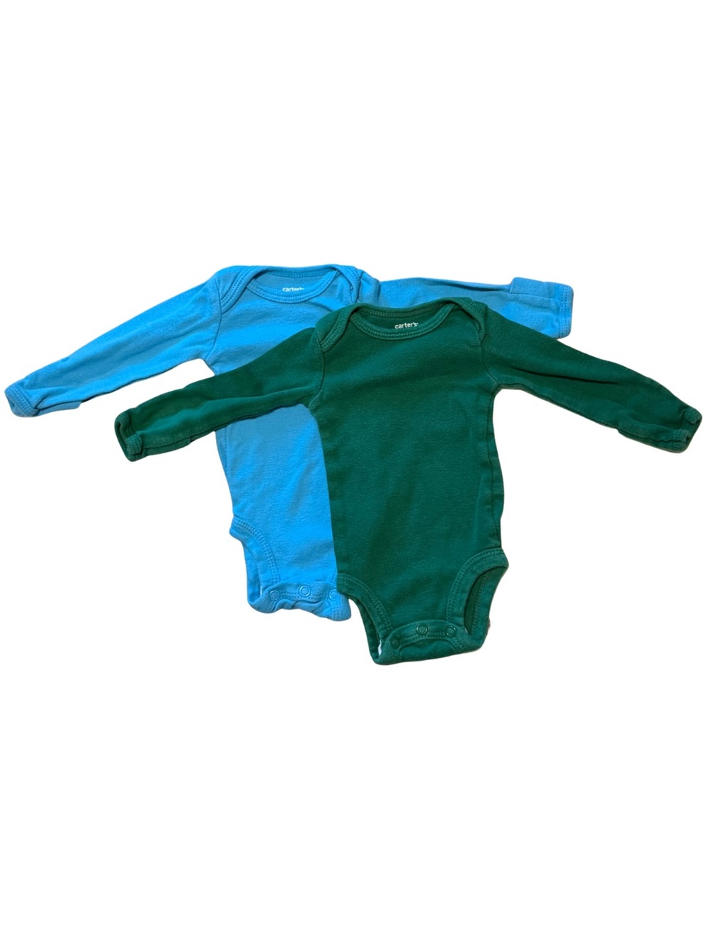 Carter's Long-Sleeve Baby Bodysuits in Teal and Bright Blue